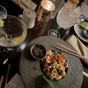 Kai - Plum dog Millionaire Martini & Calamari (so yummy especially when you try it with the sauce) - Asian Fusion Near Me - Plano, Texas