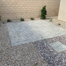 Paver pad for movable fire pit and chairs. Paver pad for movable fire pit and chairs.