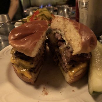 Au Cheval - Single Cheeseburger with bacon, cut in half - Bars Near Me - Chicago, Illinois
