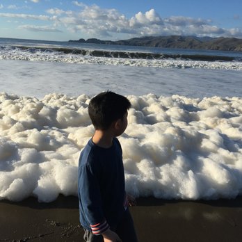 Baker Beach - Bubbles - lots of foamy bubbles that just grew in volume while we were there. It looks like someone poured bubble bath into the water. :( - Parks Near Me - San Francisco, California Baker Beach - Bubbles - lots of foamy bubbles that just grew in volume while we were there. It looks like someone poured bubble bath into the water. :( - Parks Near Me - San Francisco, California