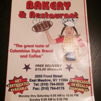 Pecosa Bakery - Front cover of menu - Bakeries Near Me - East Meadow, New York