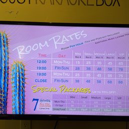 Curious price list.   Note the "Additional Music License Fee" running diagonally along the top right corner.