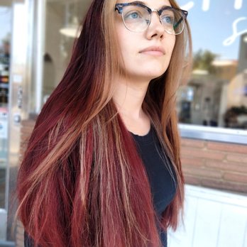 Serendipity Styles by Kelsey - Deep red with money piece - Hair Stylists Near Me - Clovis, California
