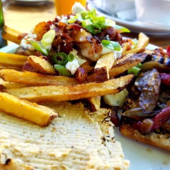 Cloud 9 Brewery - Roasted veg sandwich and bleu cheese fries. Best fries I've ever had. - Breweries Near Me - Boise, Idaho Cloud 9 Brewery - Roasted veg sandwich and bleu cheese fries. Best fries I've ever had. - Breweries Near Me - Boise, Idaho
