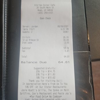 Gloria’s - Most expensive diet coke yet. It's the only thing that was decent at this restaurant. - Juice Bars & Smoothies Near Me - Moab, Utah Gloria’s - Most expensive diet coke yet. It's the only thing that was decent at this restaurant. - Juice Bars & Smoothies Near Me - Moab, Utah