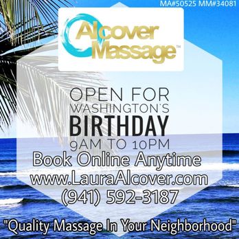 Alcover Massage - A one hour session is just $70!
Apointments available today. Book instantly on our website. www.LauraAlcover.com - Massage Therapy Near Me - Bradenton, Florida Alcover Massage - A one hour session is just $70!
Apointments available today. Book instantly on our website. www.LauraAlcover.com - Massage Therapy Near Me - Bradenton, Florida
