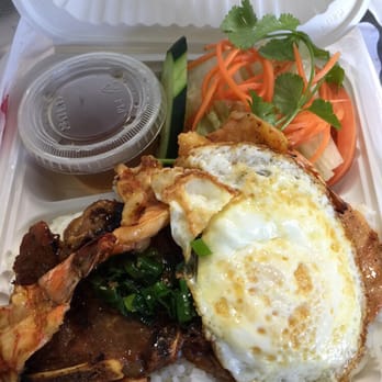 Pho #1 - #51: pork chop, shrimps and eggs over rice. Very good! - Vietnamese Near Me - Sunnyvale, California Pho #1 - #51: pork chop, shrimps and eggs over rice. Very good! - Vietnamese Near Me - Sunnyvale, California