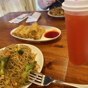 Tasty Oishi - Vegetable Hibachi Noodles with cherry lemonade and spring rolls - Japanese Near Me - Brownsburg, Indiana Tasty Oishi - Vegetable Hibachi Noodles with cherry lemonade and spring rolls - Japanese Near Me - Brownsburg, Indiana