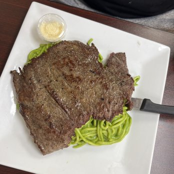 Aji Verde - Delicious Tallarin Verde con Bisteck Apanado Pasta - Peruvian Near Me - Paramount, California