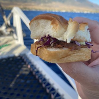 Trilogy Excursions - Kalua pulled pork slider - sunset cruise - Snorkeling Near Me - Lahaina, Hawaii Trilogy Excursions - Kalua pulled pork slider - sunset cruise - Snorkeling Near Me - Lahaina, Hawaii