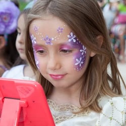 Sheila Jordan Face Painting And Body Art - Happy birthday girl.  Face paint of a garden fairy. Fairies are very popular at girls parties at Sheila Jordan art