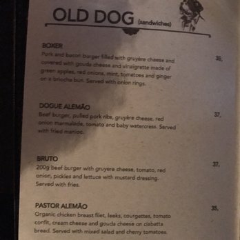 Cão Véio - sandwiches menu page 1 of 2 in english - Cocktail Bars Near Me - São Paulo, SP
