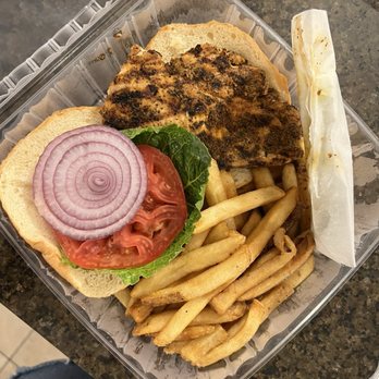 The Banana Deck - Blackened chicken sandwich - Caribbean Near Me - Cruz Bay, Virgin Islands The Banana Deck - Blackened chicken sandwich - Caribbean Near Me - Cruz Bay, Virgin Islands