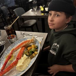 My kids eyes when he saw the crab legs!!  So excited!