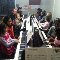 Wakefield Music Academy - Parents and young children learn together at the keyboards during classes.