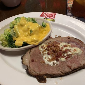 Logan's Roadhouse - Slice of cheese slapped on top of broccoli. Who does that????? Prime Rib was cold and not fresh at all!!! - Steakhouses Near Me - Houston, Texas