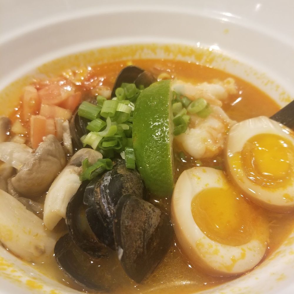 Yuzu Kitchen - Spicy seafood ramen. Added the egg. Ask for extra spice its not spicy at all but amazing flavors. - Ramen Near Me - Pittsburgh, Pennsylvania