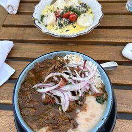 seco de cordero / cilantro lamb stew (g, d optional) pasta con scallop a la huancaina (d)