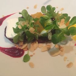 Montclair Golf Club - Roasted red and golden beet salad with.goat cheese and mache.