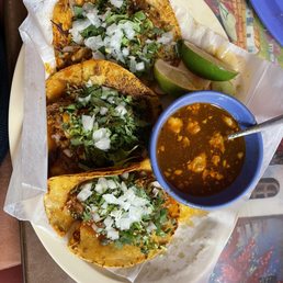 3 Birria Tacos with Consome 3 Birria Tacos with Consome