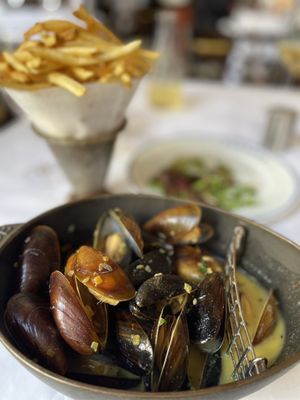 Photo of Bouchon - Las Vegas, NV, US. Mussels with butter sauce.  A favorite for me.