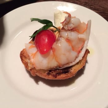 Tuscan Kitchen - Amuse Bouche! Shrimp and delicious ricotta on a baguette - Italian Near Me - Burlington, Massachusetts