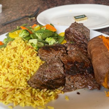 Nick's Bistro - Steak Tips, Rice, Mixed Veggie, Baked Sweet Potato - Pizza Near Me - Revere, Massachusetts