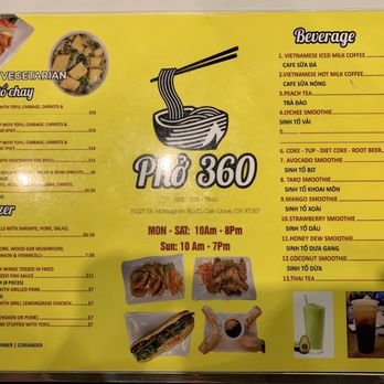 Pho 360 - Menu - Vietnamese Near Me - Oak Grove, Oregon Pho 360 - Menu - Vietnamese Near Me - Oak Grove, Oregon
