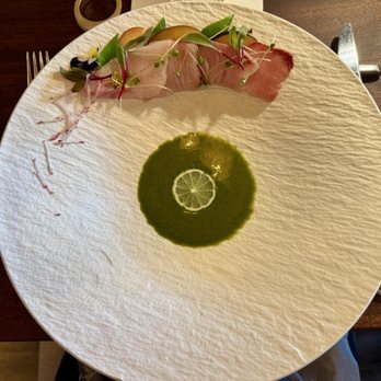 Hapa Bistro - Hamachi crudo with plum, radish, citrus cilantro sauce - French Near Me - San Bruno, California Hapa Bistro - Hamachi crudo with plum, radish, citrus cilantro sauce - French Near Me - San Bruno, California