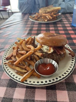 Photo of Green Hill Diner - Morgantown, IN, US. Popper burger with hand cut, fresh tallow fries.