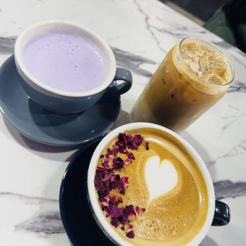 Kaffeinated Crepes and Coffee - Taro latte, rose latte, iced coffee. - Coffee & Tea Near Me - Webster, Texas