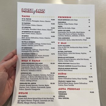 Masa y Más - Menu - Tacos Near Me - Austin, Texas Masa y Más - Menu - Tacos Near Me - Austin, Texas