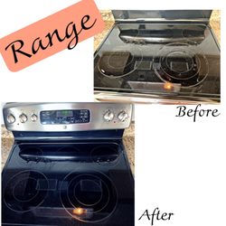 The Jill of Spades - Before & After of stove top at a Rental Property move-out