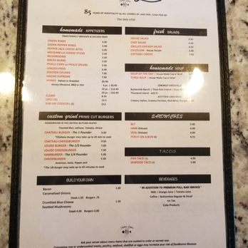 Chateau Louise - Recent menu...flip side - American Near Me - Luna Pier, Michigan