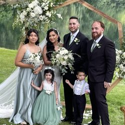 Wandering Tree Estate - Family wedding photo by the pond
