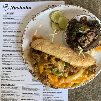 Nashoba - Ny Style Chopped Cheese sandwich and Brussels sprouts - Breweries Near Me - Collierville, Tennessee
