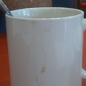Friendly's - This is the coffee mug brought to our table this way. My husband did not even drink it yet, sent back for a CLEAN cup. - Ice Cream & Frozen Yogurt Near Me - East Islip, New York