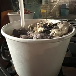 Dockside Ice Cream - Medium size- half coffee Oreo, half black raspberry Oreo (aka purple cow)- delicious, tasted homemade,