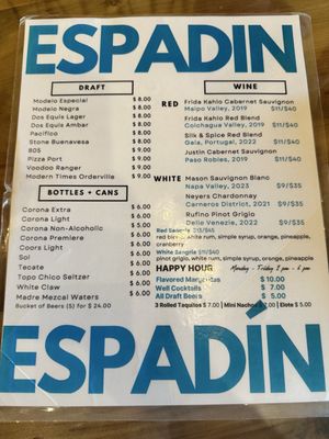 Menu photo 8 Espadín Temecula, CA