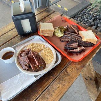 Little Miss BBQ - Pork Rib Plate with double mac n cheese with 1 lb. Sliced Brisket. - Barbeque Near Me - Phoenix, Arizona Little Miss BBQ - Pork Rib Plate with double mac n cheese with 1 lb. Sliced Brisket. - Barbeque Near Me - Phoenix, Arizona