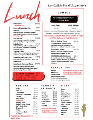 Menu photo 3 Los Chikis Lake Havasu City, AZ