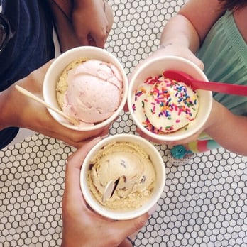 Churn - Strawberry, Butter Pecan, and Vanilla with accoutrements - Ice Cream & Frozen Yogurt Near Me - Phoenix, Arizona