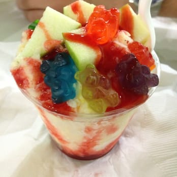 Snowbite - Mango snow ice with apples, chamoy, and gummy bears - Vietnamese Near Me - Pharr, Texas