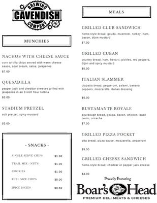 Menu photo 1 Cavendish Brewing Company Gastonia, NC