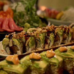 Yamashiro Hollywood - Yamashiro Roll in focus. Nice selection of fish, sauce, and toppings.