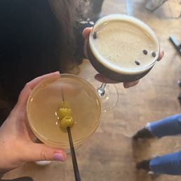 Dirty vodka martini and espresso martini Dirty vodka martini and espresso martini