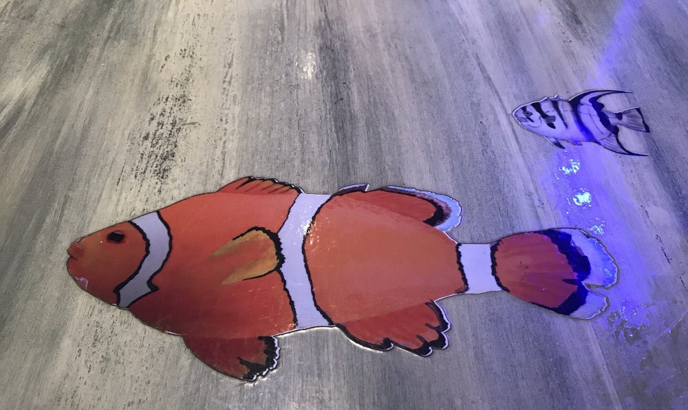 We found Nemo decoupaged on our tabletop. Yelp