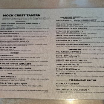 Mock Crest Tavern - Menu (Sept 2026) - Burgers Near Me - Portland, Oregon Mock Crest Tavern - Menu (Sept 2026) - Burgers Near Me - Portland, Oregon