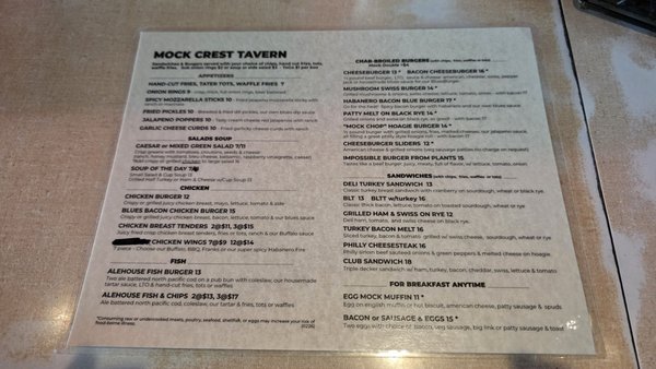 Menu photo 2 Mock Crest Tavern Portland, OR Menu photo 2 Mock Crest Tavern Portland, OR