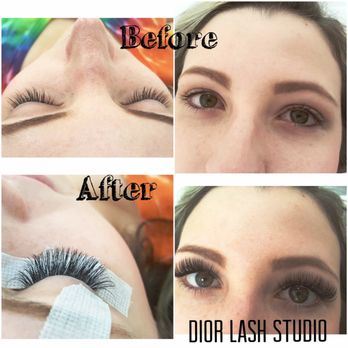 Dior Lash Studio - Here is a before and after picture of the Mink Full Volume EyeLashes Esther did for me! - Eyelash Service Near Me - Corona, California